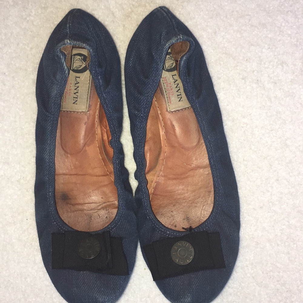 Lanvin flats blue denim with black bow